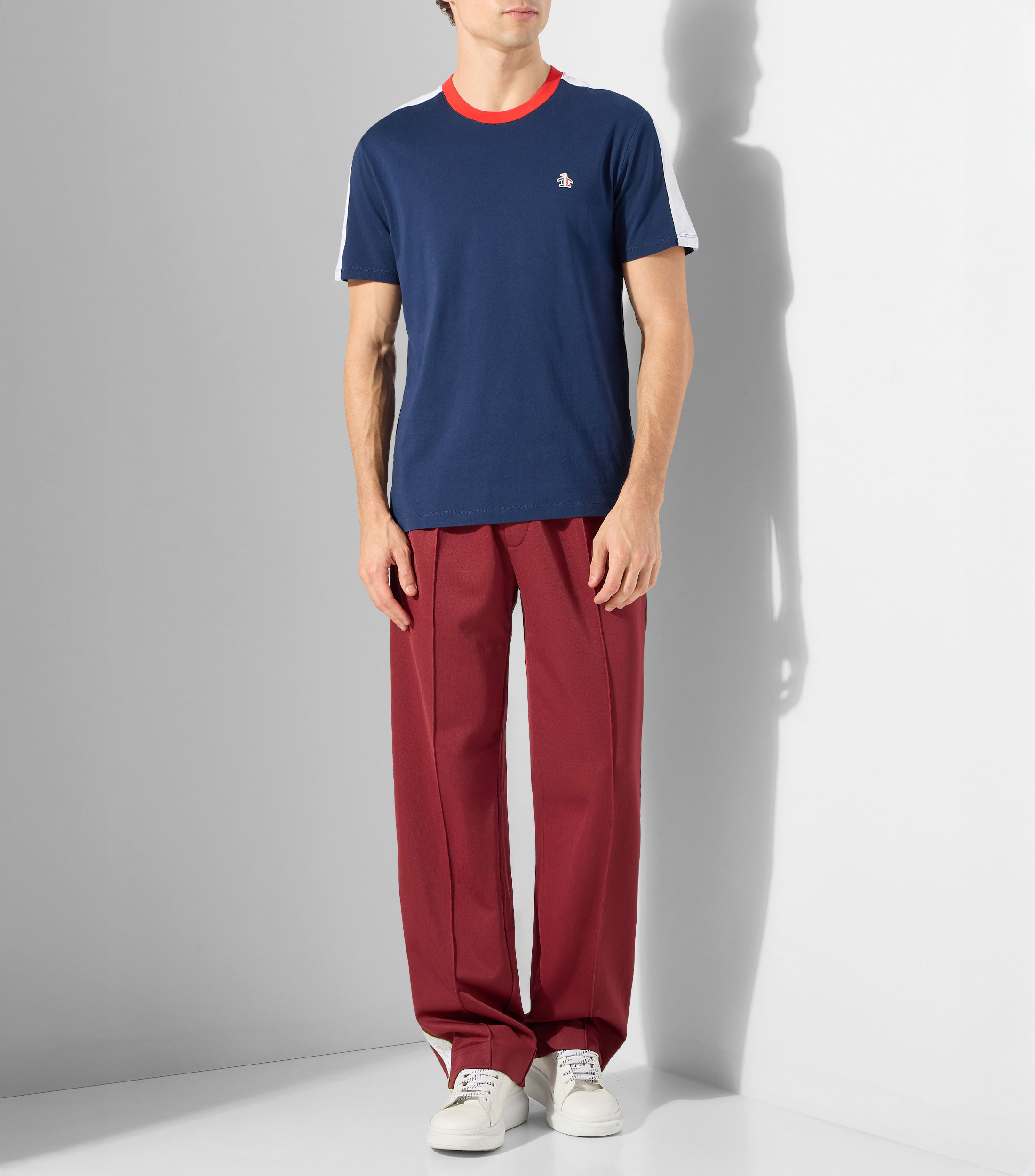 Playera de cuello redondo con manga corta lisa Hombre